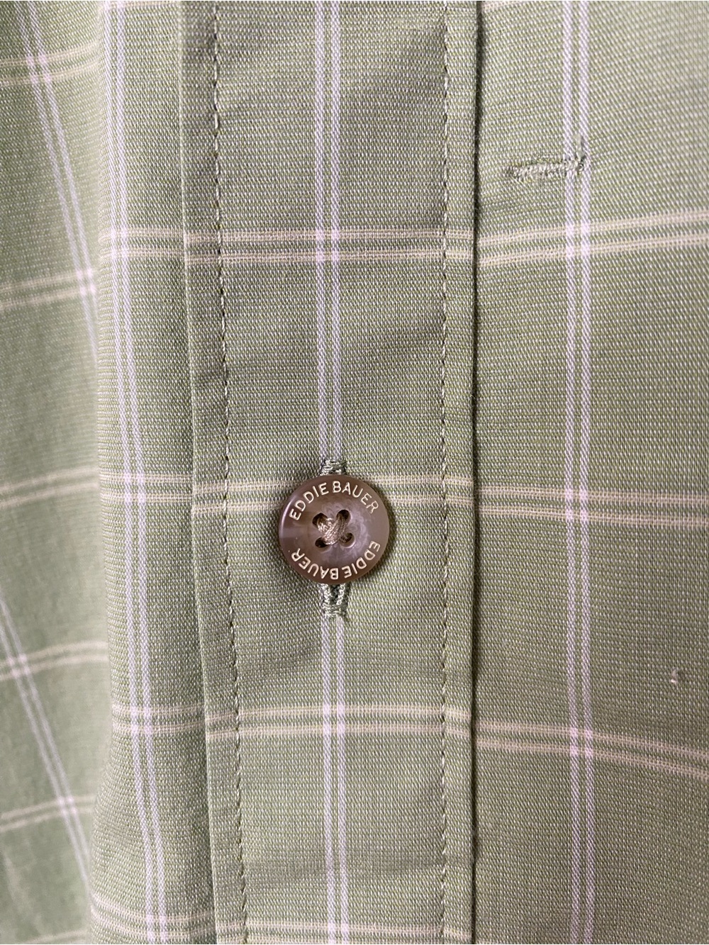 Eddie Bauer Classic Green Plaid Button-Down Shirt XL Outdoors Dadcore Minimalist - Picture 5 of 15